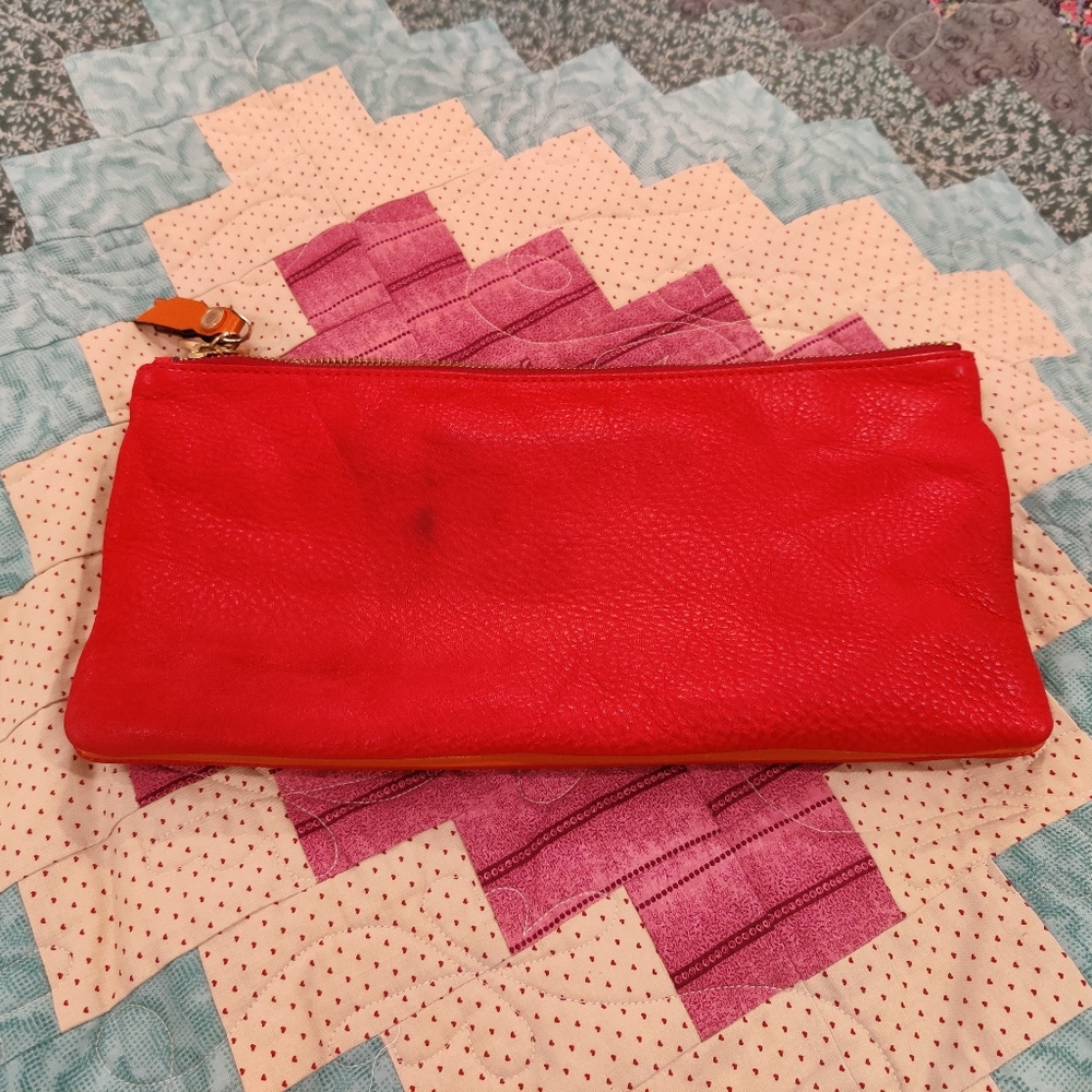 Large T Tahari Leather & Nubuck Clutch - Picture 6 of 13